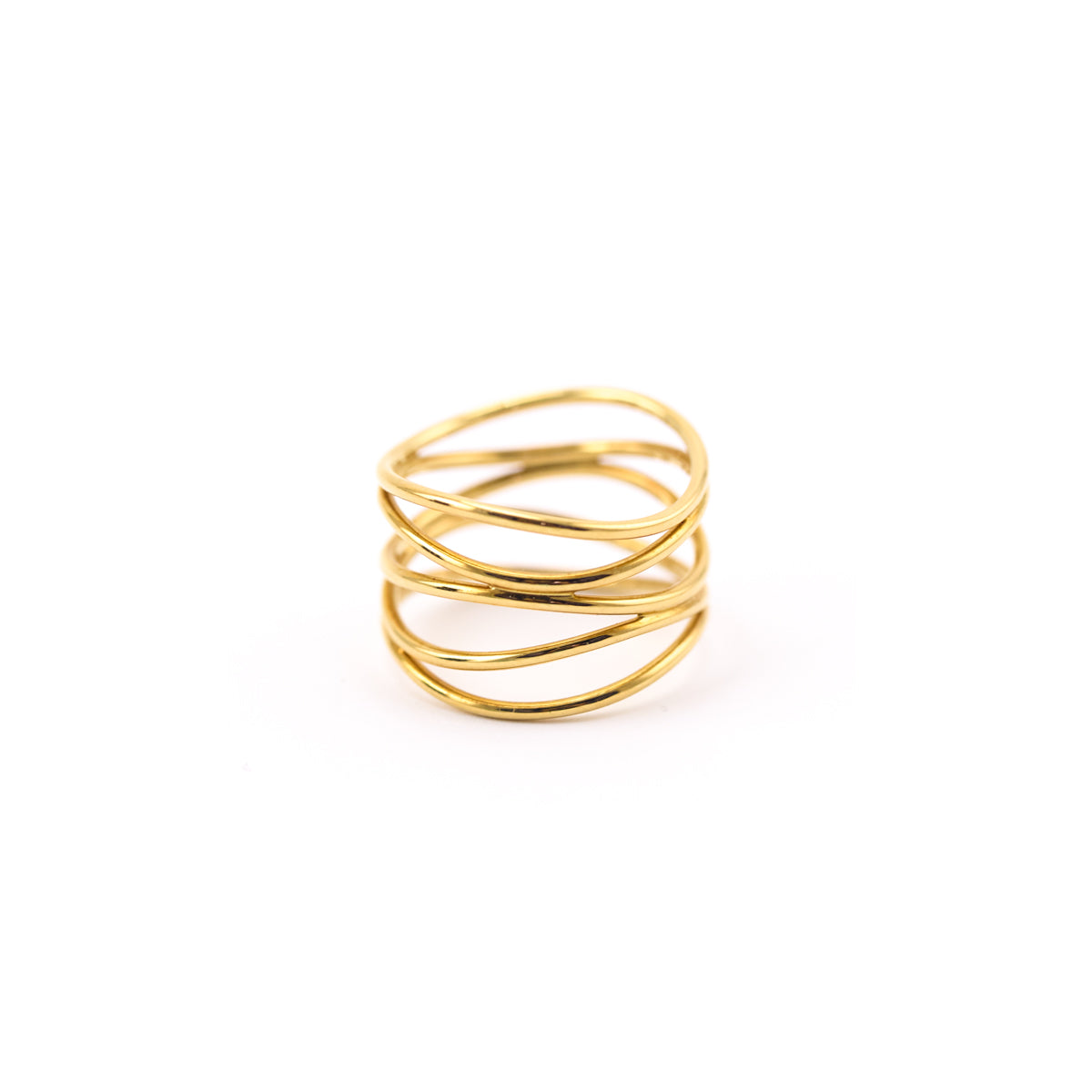 Tiffany Co. 18K Gold Elsa Peretti 5 Row Wave Ring - Love that Bag etc - Preowned Authentic Designer Handbags Preloved Fashions