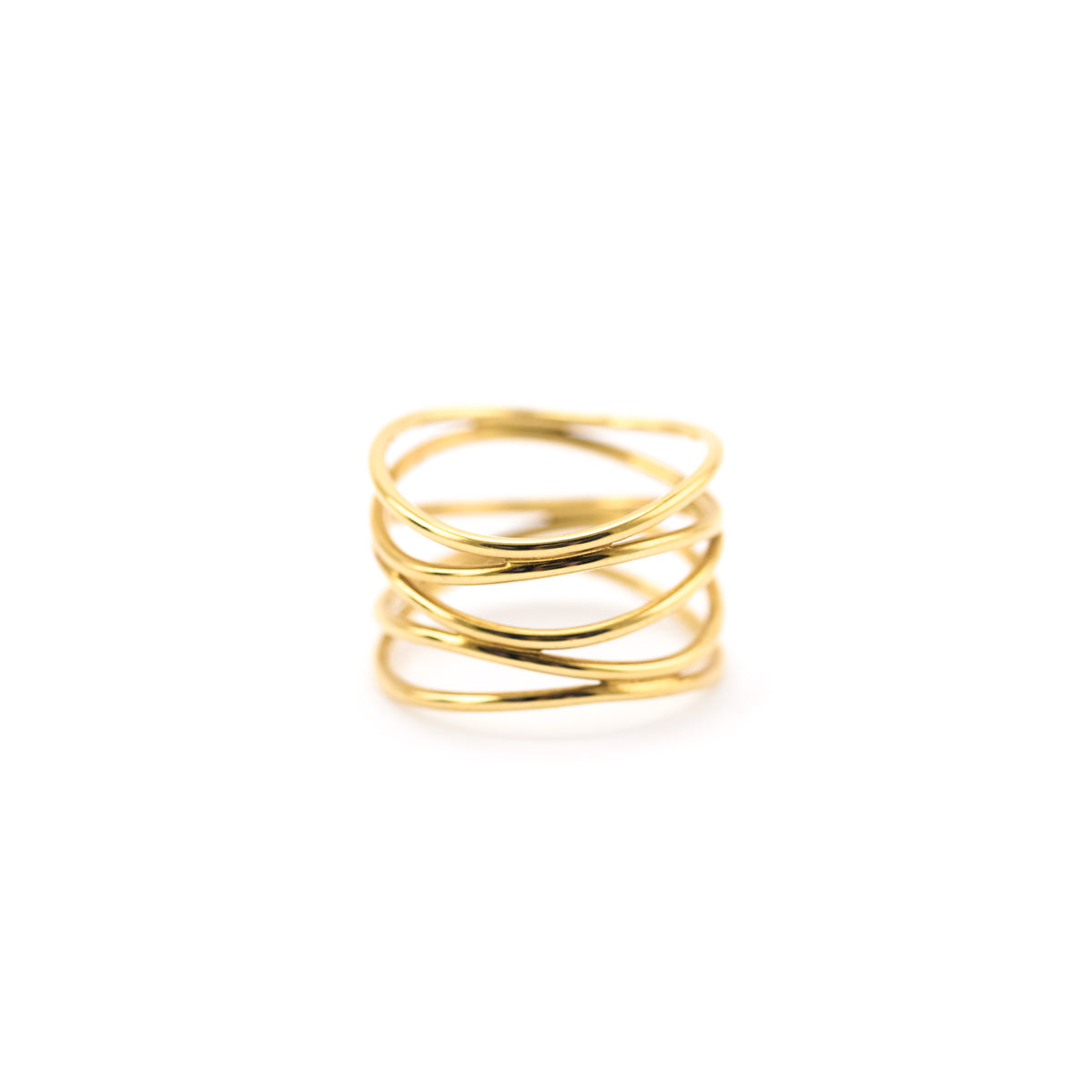 Tiffany Co. 18K Gold Elsa Peretti 5 Row Wave Ring - Love that Bag etc - Preowned Authentic Designer Handbags Preloved Fashions