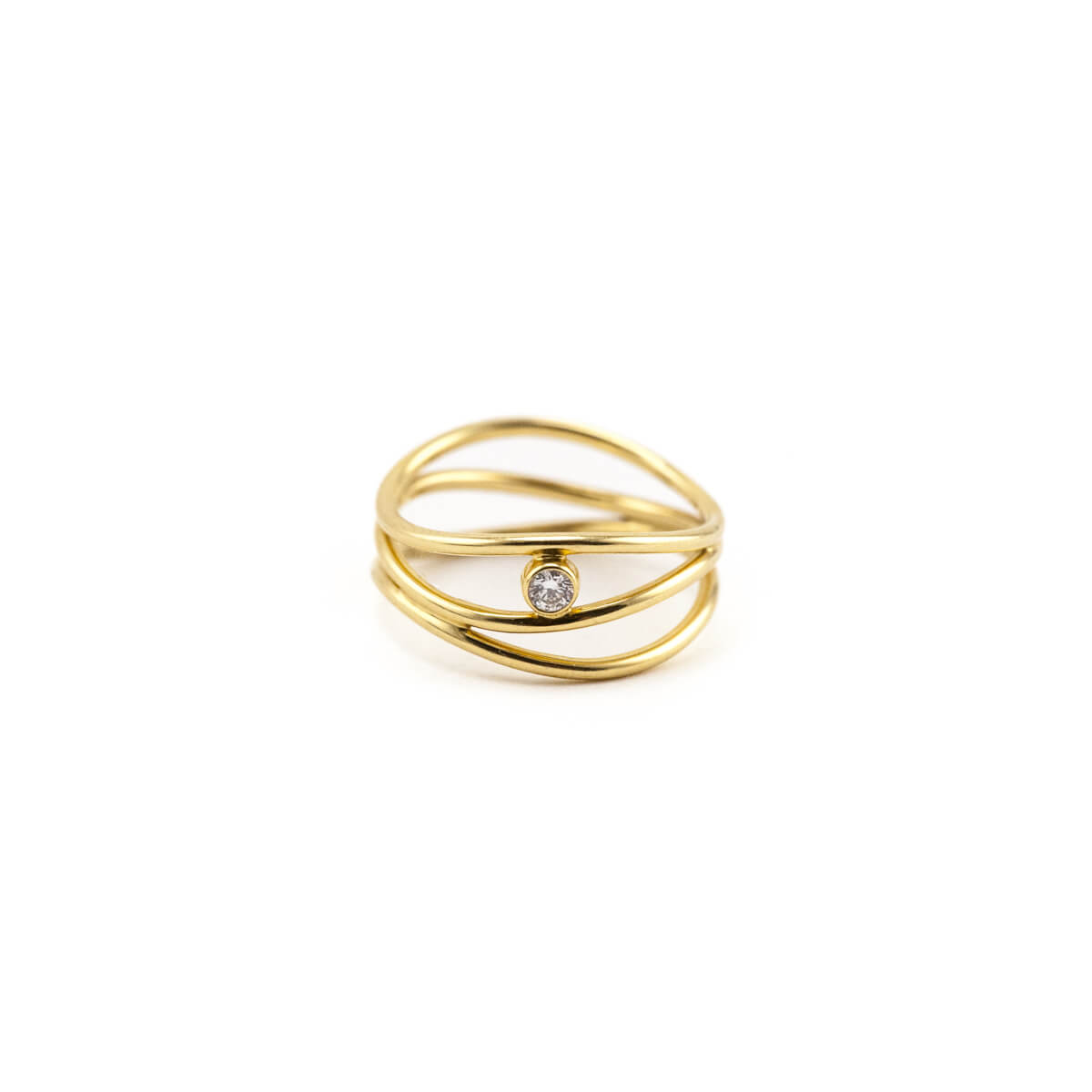 Tiffany Co. 18K Gold Peretti Wave Three-row Diamond Ring - Love that Bag etc - Preowned Authentic Designer Handbags Preloved Fashions
