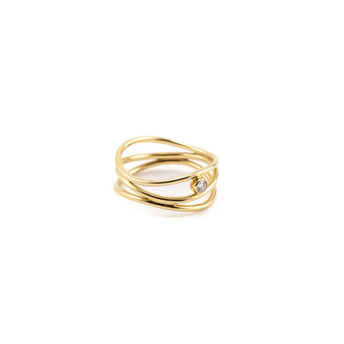Tiffany Co. 18K Gold Peretti Wave Three-row Diamond Ring - Love that Bag etc - Preowned Authentic Designer Handbags Preloved Fashions