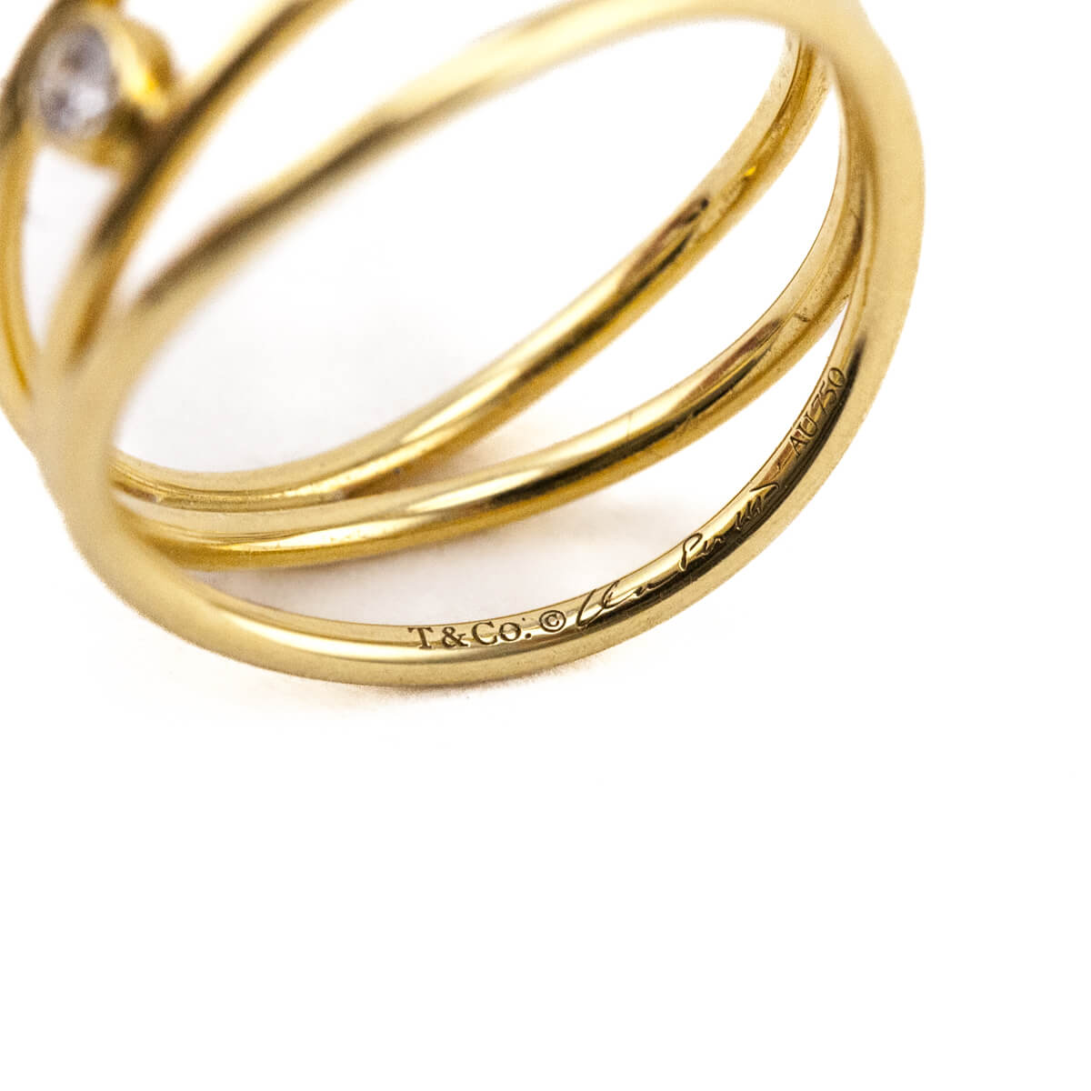 Tiffany Co. 18K Gold Peretti Wave Three-row Diamond Ring - Love that Bag etc - Preowned Authentic Designer Handbags Preloved Fashions