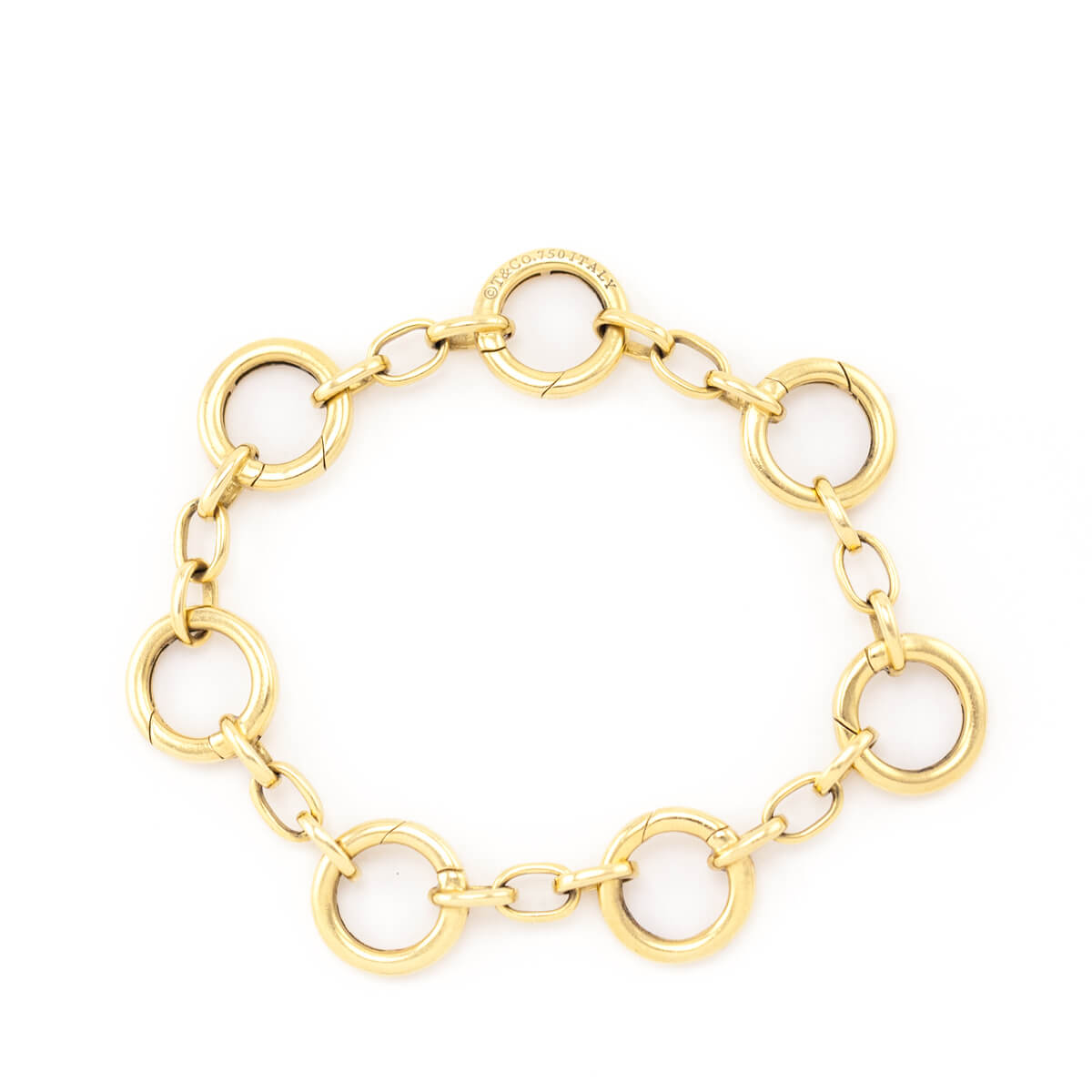 Tiffany Co. 18K Gold Round Link Charm Bracelet - Love that Bag etc - Preowned Authentic Designer Handbags Preloved Fashions
