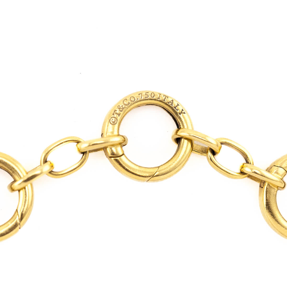 Tiffany Co. 18K Gold Round Link Charm Bracelet - Love that Bag etc - Preowned Authentic Designer Handbags Preloved Fashions