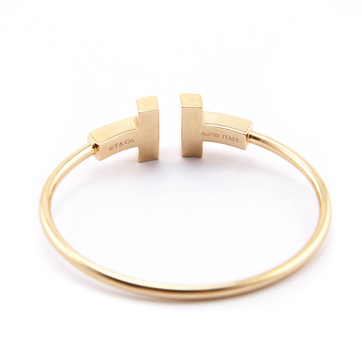 Tiffany Co. 18K Gold Mother of Pearl Wide T Wire Bracelet - Love that Bag etc - Preowned Authentic Designer Handbags Preloved Fashions