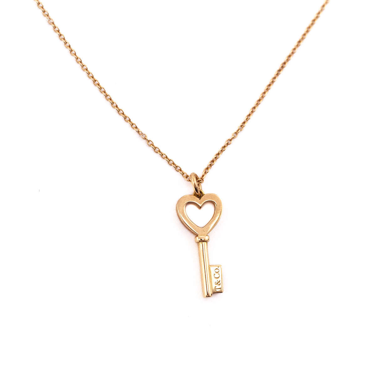Tiffany Co. 18K Rose Gold Mini Heart Key Pendant Necklace - Love that Bag etc - Preowned Authentic Designer Handbags Preloved Fashions