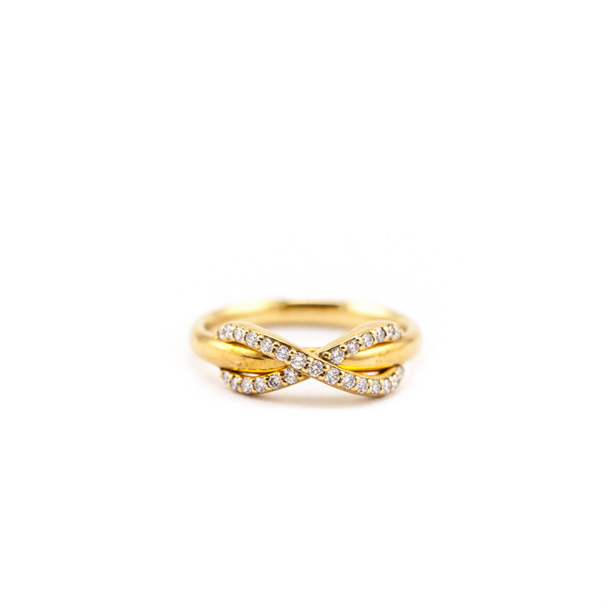 Tiffany Co. 18K Yellow Gold Diamond Infinity Ring - Love that Bag etc - Preowned Authentic Designer Handbags Preloved Fashions