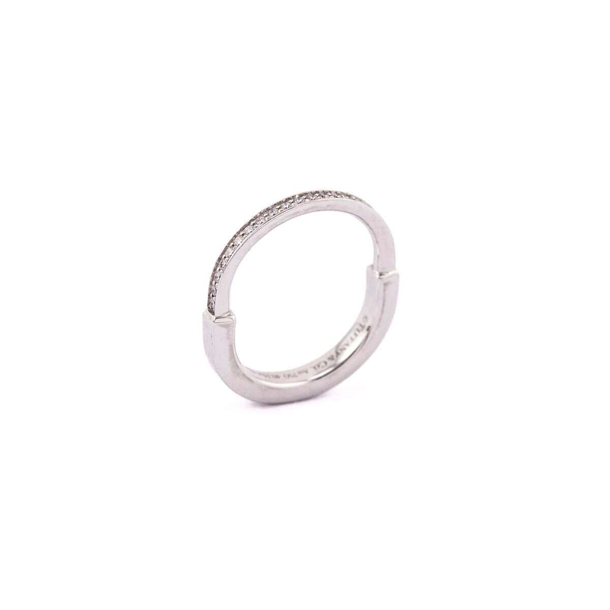 Tiffany Co. 18 K White Gold Diamond Lock Ring Size 7 - Love that Bag etc - Preowned Authentic Designer Handbags Preloved Fashions