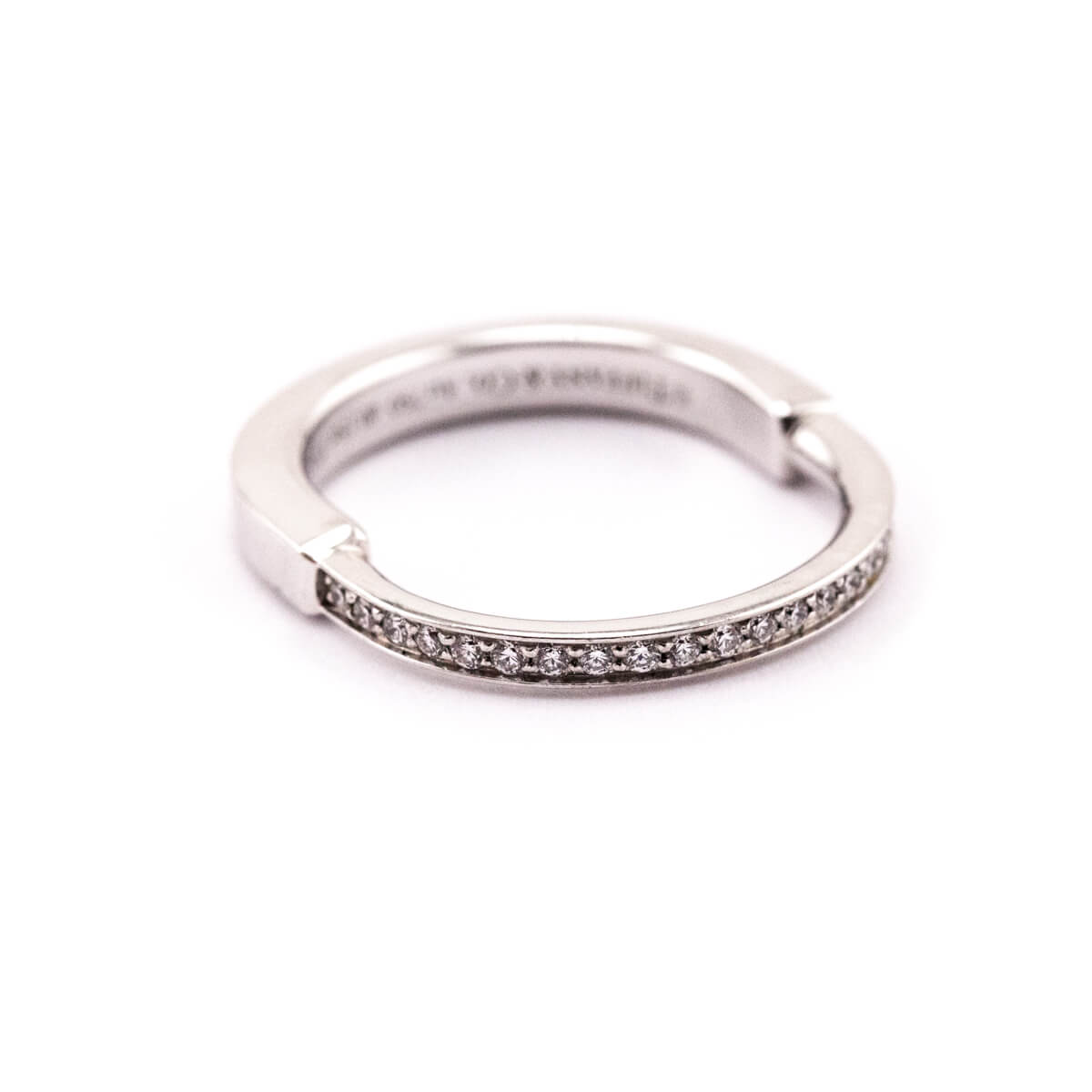 Tiffany Co. 18 K White Gold Diamond Lock Ring Size 7 - Love that Bag etc - Preowned Authentic Designer Handbags Preloved Fashions