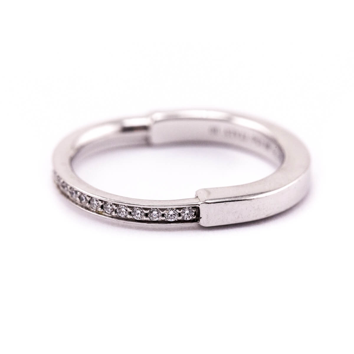 Tiffany Co. 18 K White Gold Diamond Lock Ring Size 7 - Love that Bag etc - Preowned Authentic Designer Handbags Preloved Fashions