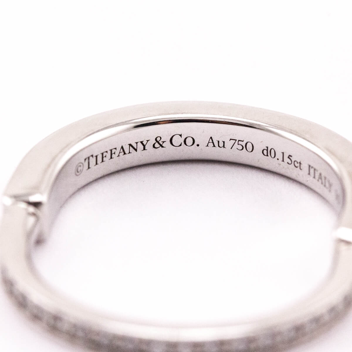 Tiffany Co. 18 K White Gold Diamond Lock Ring Size 7 - Love that Bag etc - Preowned Authentic Designer Handbags Preloved Fashions