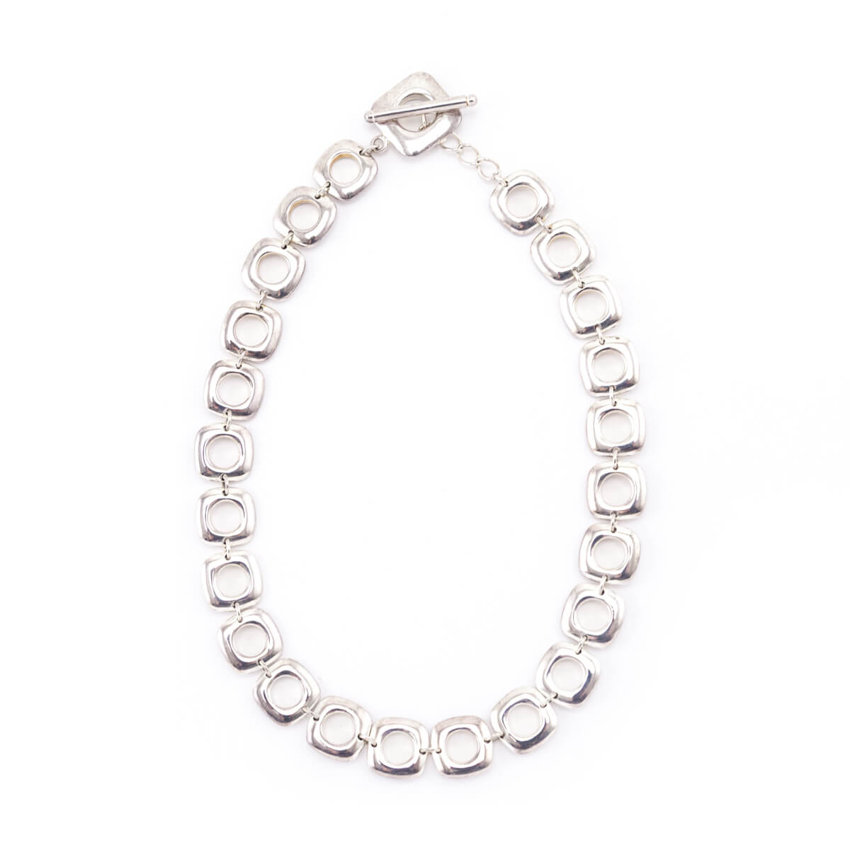 Tiffany Co. Elsa Paretti Sterling Silver Square Cushion Link Toggle Necklace - Love that Bag etc - Preowned Authentic Designer Handbags Preloved Fashions