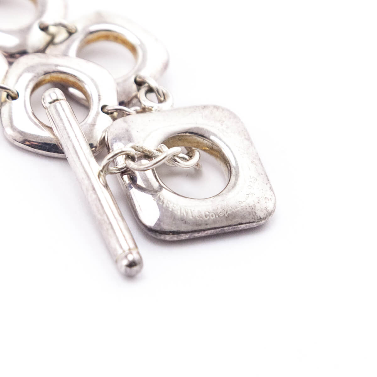 Tiffany Co. Elsa Paretti Sterling Silver Square Cushion Link Toggle Necklace - Love that Bag etc - Preowned Authentic Designer Handbags Preloved Fashions