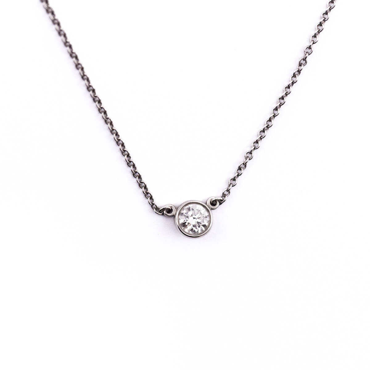 Tiffany Co. Platinum .20ct Elsa Peretti Diamonds By The Yard Pendant Necklace - Love that Bag etc - Preowned Authentic Designer Handbags Preloved Fashions
