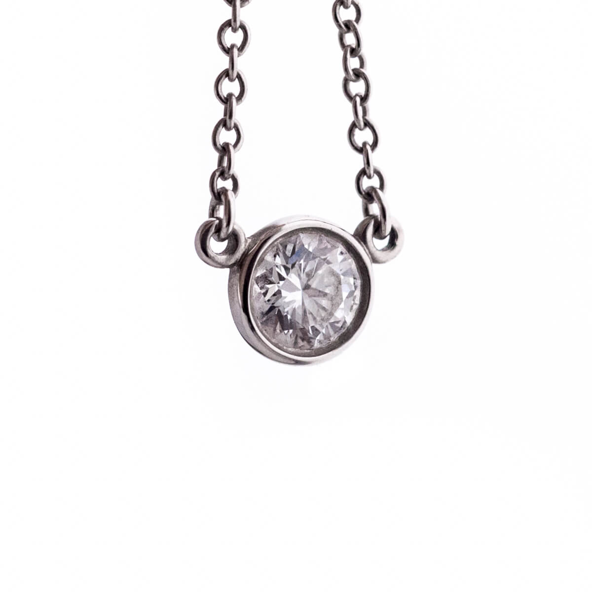Tiffany Co. Platinum .20ct Elsa Peretti Diamonds By The Yard Pendant Necklace - Love that Bag etc - Preowned Authentic Designer Handbags Preloved Fashions