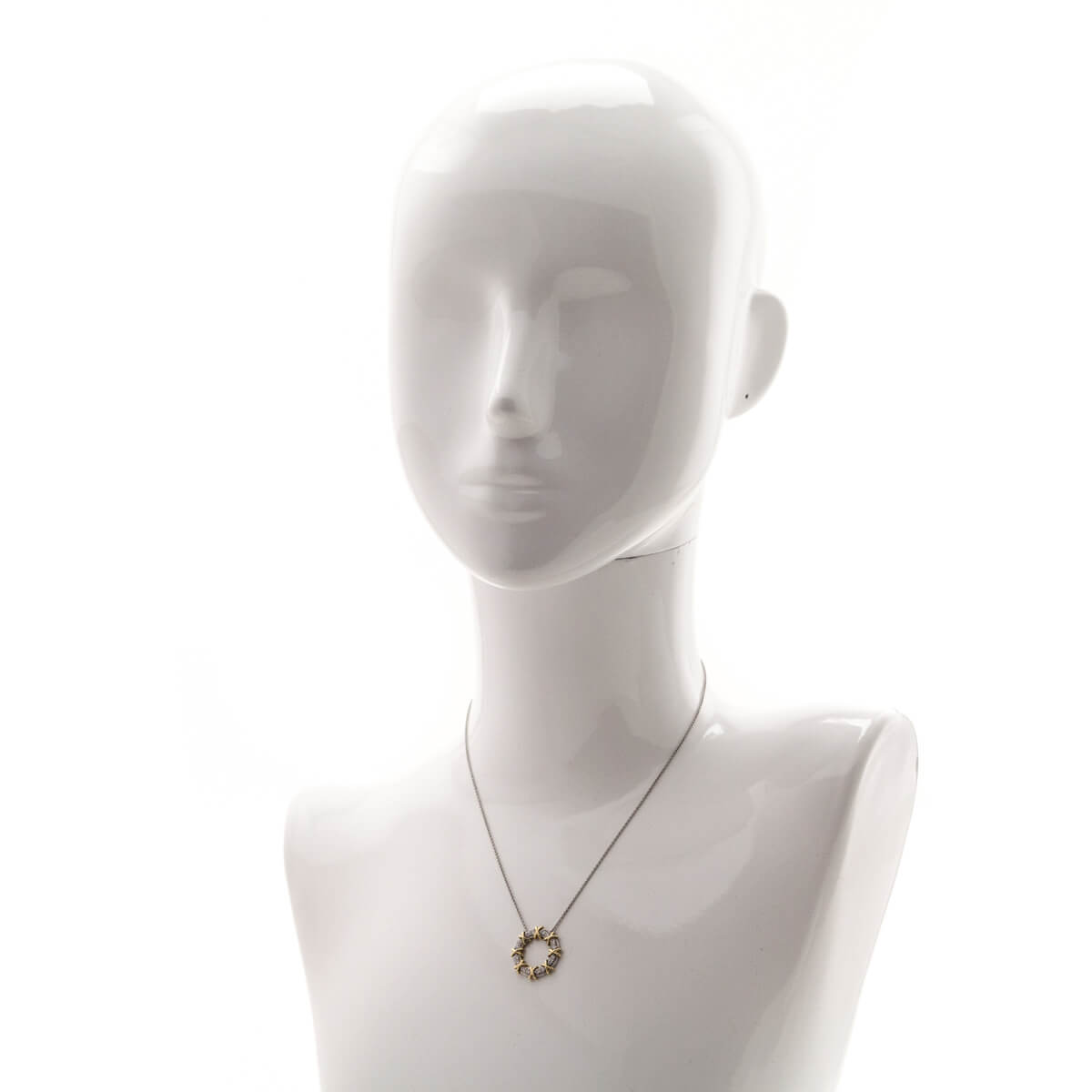 Tiffany Co. Platinum 18K Gold Diamond Schlumberger Sixteen Stone Circle Pendant Necklace - Love that Bag etc - Preowned Authentic Designer Handbags Preloved Fashions