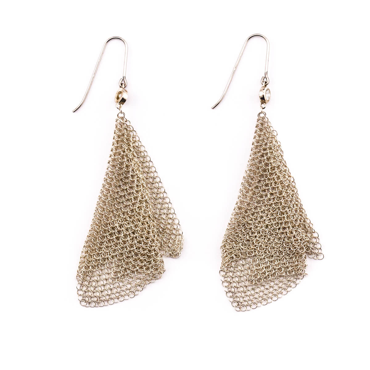 Tiffany Co. Sterling Silver Elsa Peretti Diamond Mesh Scarf Earrings - Love that Bag etc - Preowned Authentic Designer Handbags Preloved Fashions