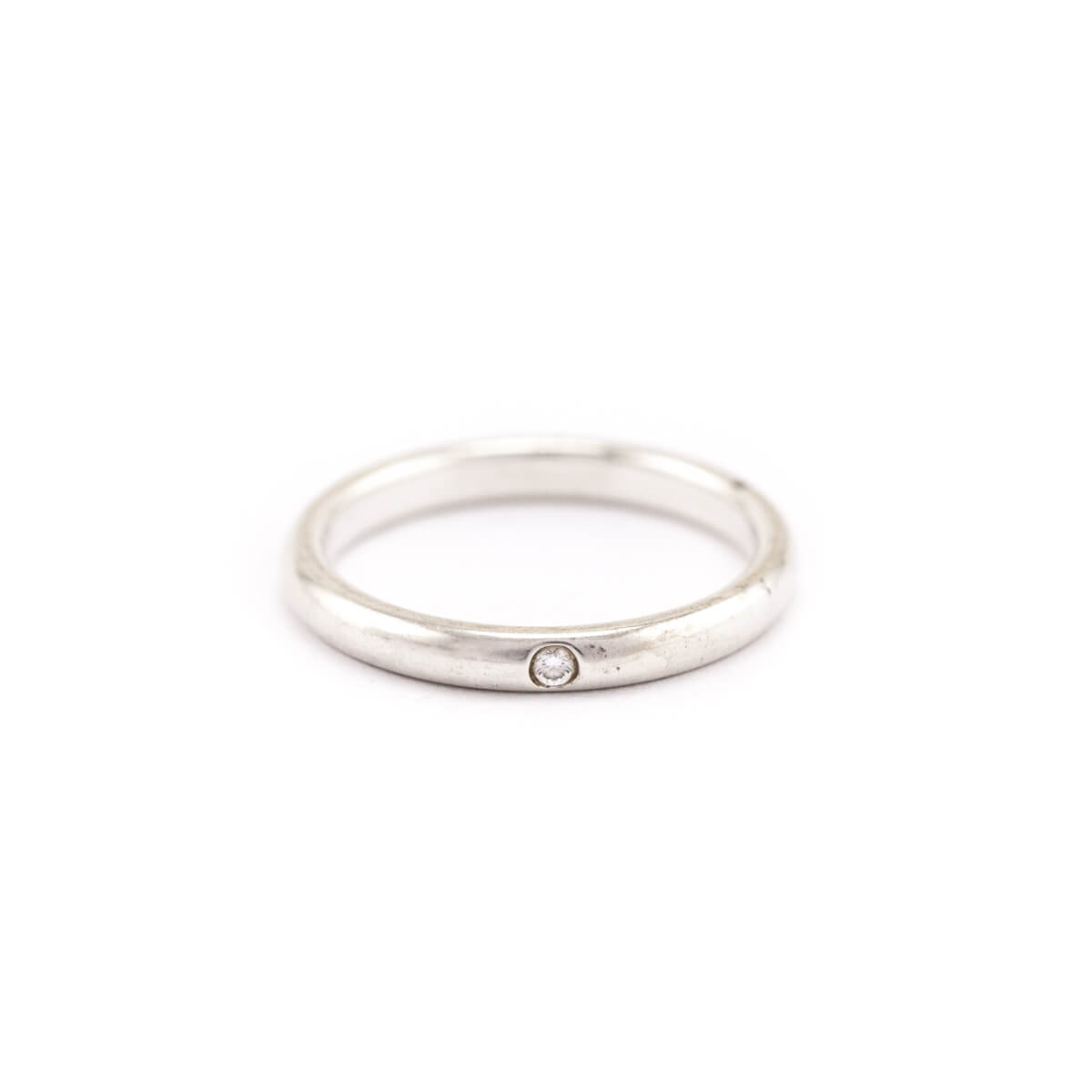 Tiffany Co. Sterling Silver Elsa Peretti Diamond Stacking Ring Size 8 - Love that Bag etc - Preowned Authentic Designer Handbags Preloved Fashions