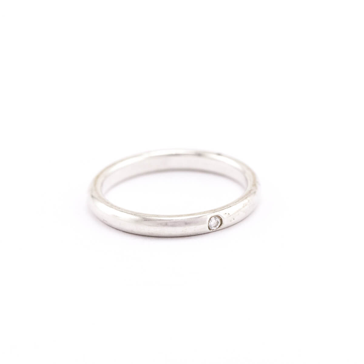 Tiffany Co. Sterling Silver Elsa Peretti Diamond Stacking Ring Size 8 - Love that Bag etc - Preowned Authentic Designer Handbags Preloved Fashions