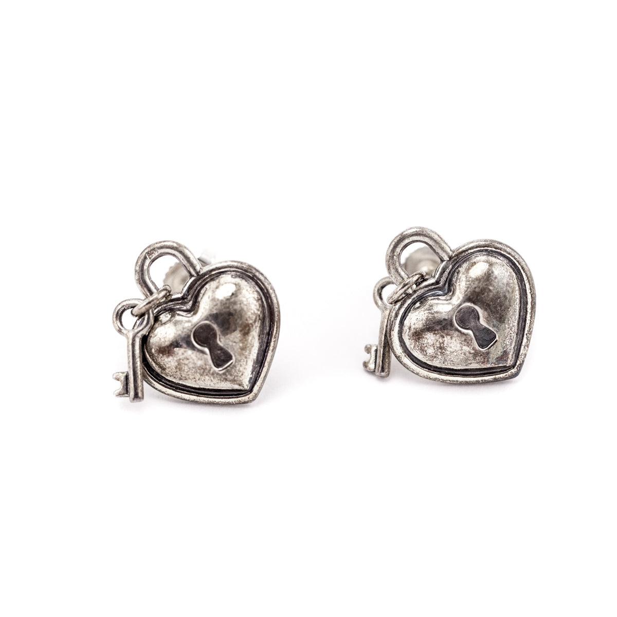 Tiffany Co. Sterling Silver Heart Lock Key Earrings - Love that Bag etc - Preowned Authentic Designer Handbags Preloved Fashions
