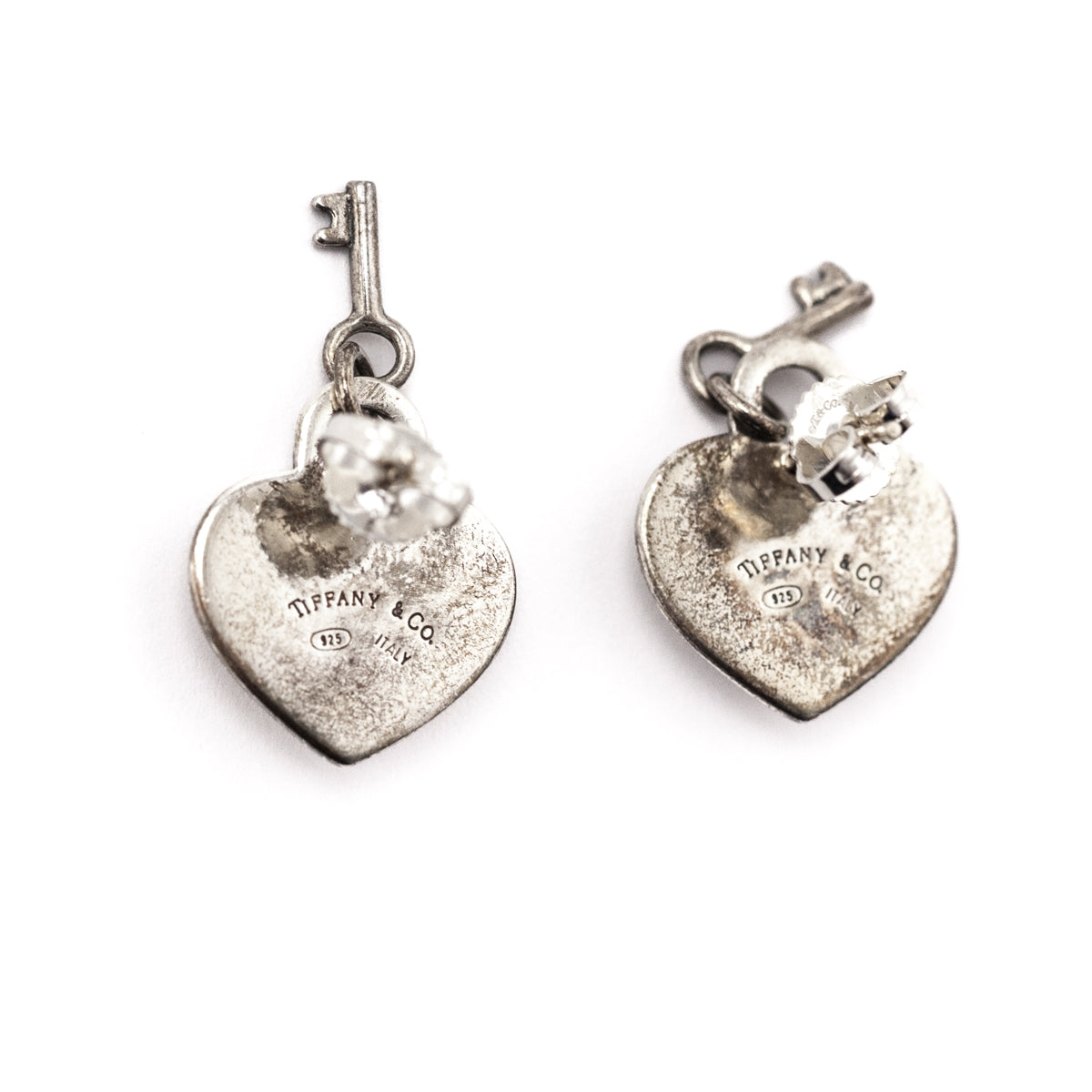 Tiffany Co. Sterling Silver Heart Lock Key Earrings - Love that Bag etc - Preowned Authentic Designer Handbags Preloved Fashions