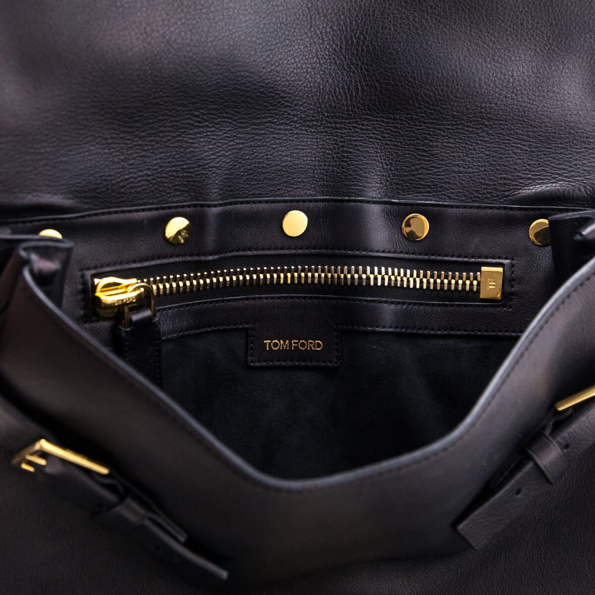 Tom Ford Black Calfskin Zipper Strap Shoulder Bag - Love that Bag etc - Preowned Authentic Designer Handbags Preloved Fashions