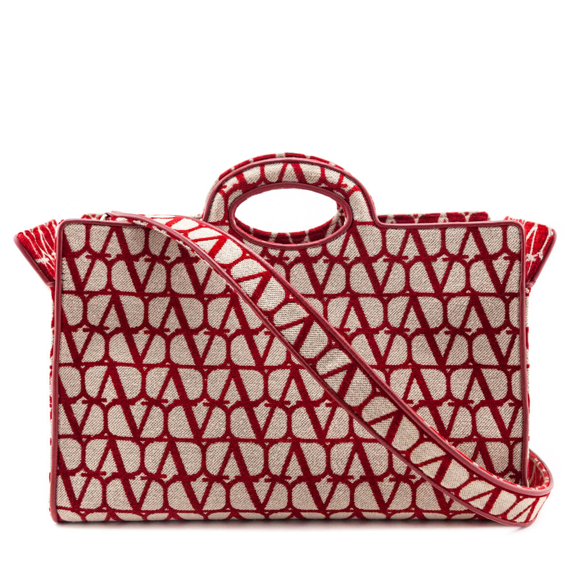 Valentino Beige Red Le Troisieme Toile Iconographe Tote - Love that Bag etc - Preowned Authentic Designer Handbags Preloved Fashions