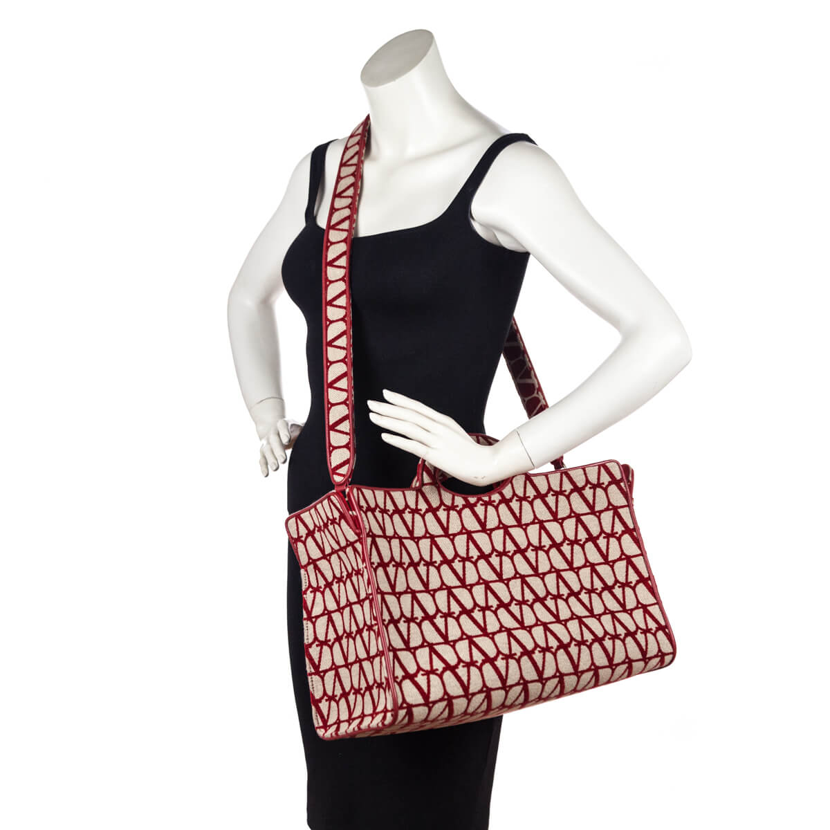 Valentino Beige Red Le Troisieme Toile Iconographe Tote - Love that Bag etc - Preowned Authentic Designer Handbags Preloved Fashions