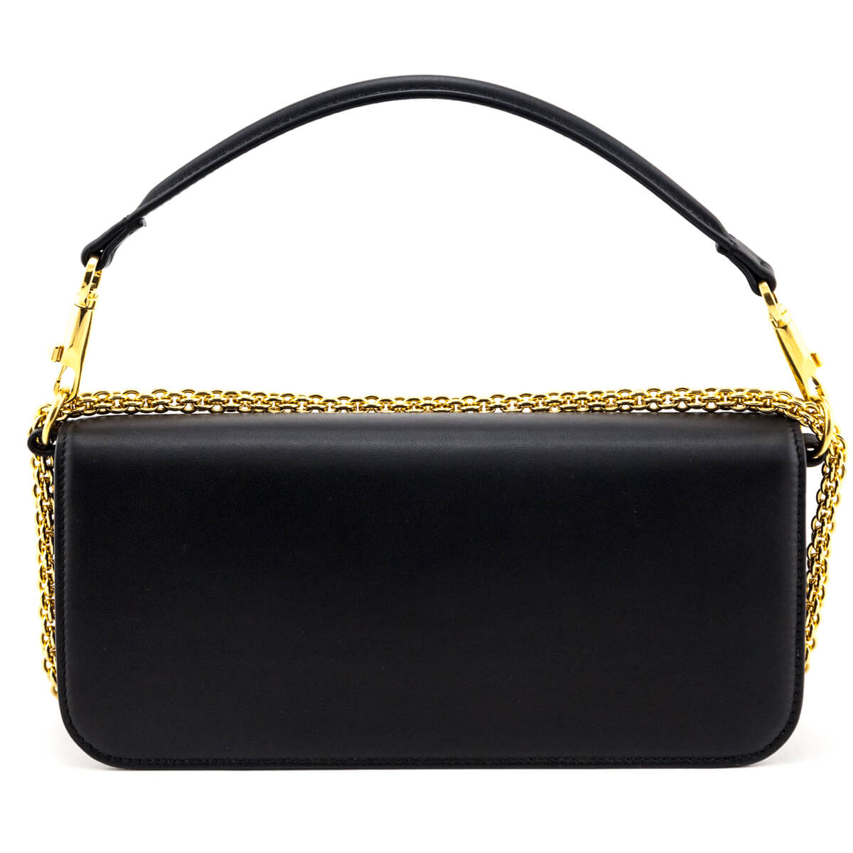 Valentino Black Calfskin Vlogo Loco Shoulder Bag - Love that Bag etc - Preowned Authentic Designer Handbags Preloved Fashions