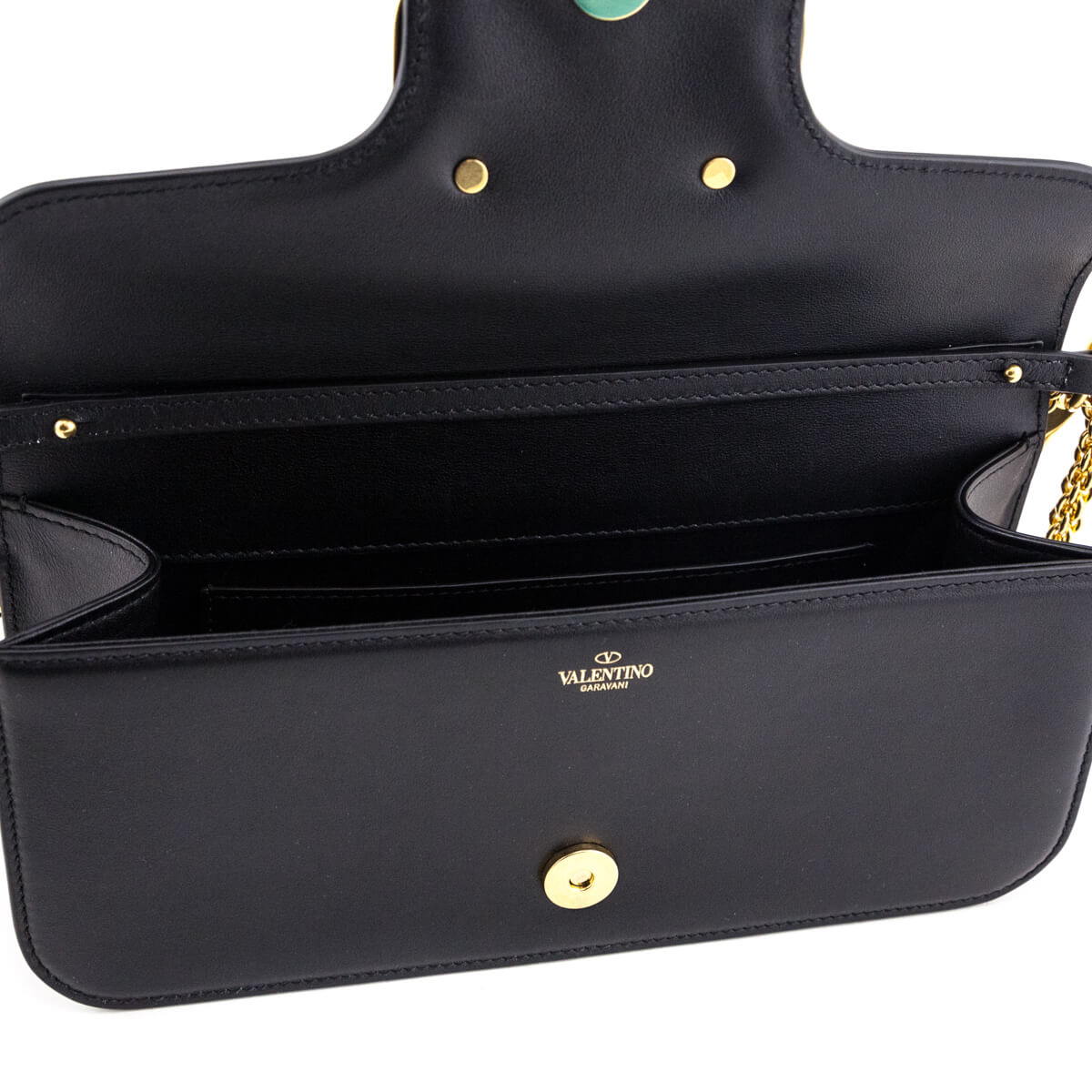 Valentino Black Calfskin Vlogo Loco Shoulder Bag - Love that Bag etc - Preowned Authentic Designer Handbags Preloved Fashions