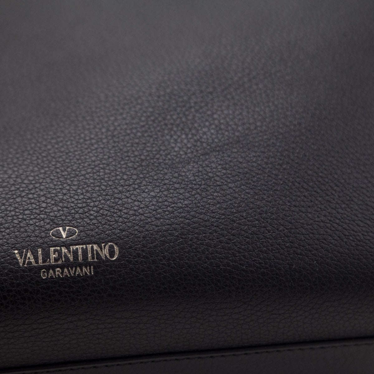 Valentino Black Grained Calfskin Rockstud Shoulder Tote - Love that Bag etc - Preowned Authentic Designer Handbags Preloved Fashions