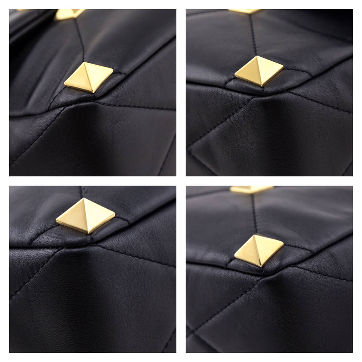 Valentino Black Nappa Large Roman Stud Shoulder Bag - Love that Bag etc - Preowned Authentic Designer Handbags Preloved Fashions