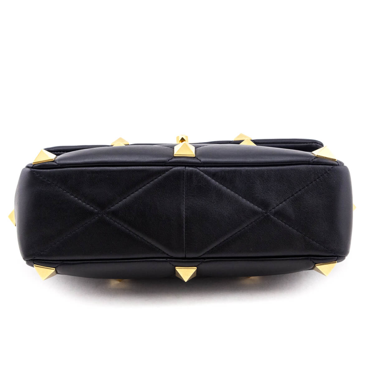Valentino Black Nappa Large Roman Stud Shoulder Bag - Love that Bag etc - Preowned Authentic Designer Handbags Preloved Fashions