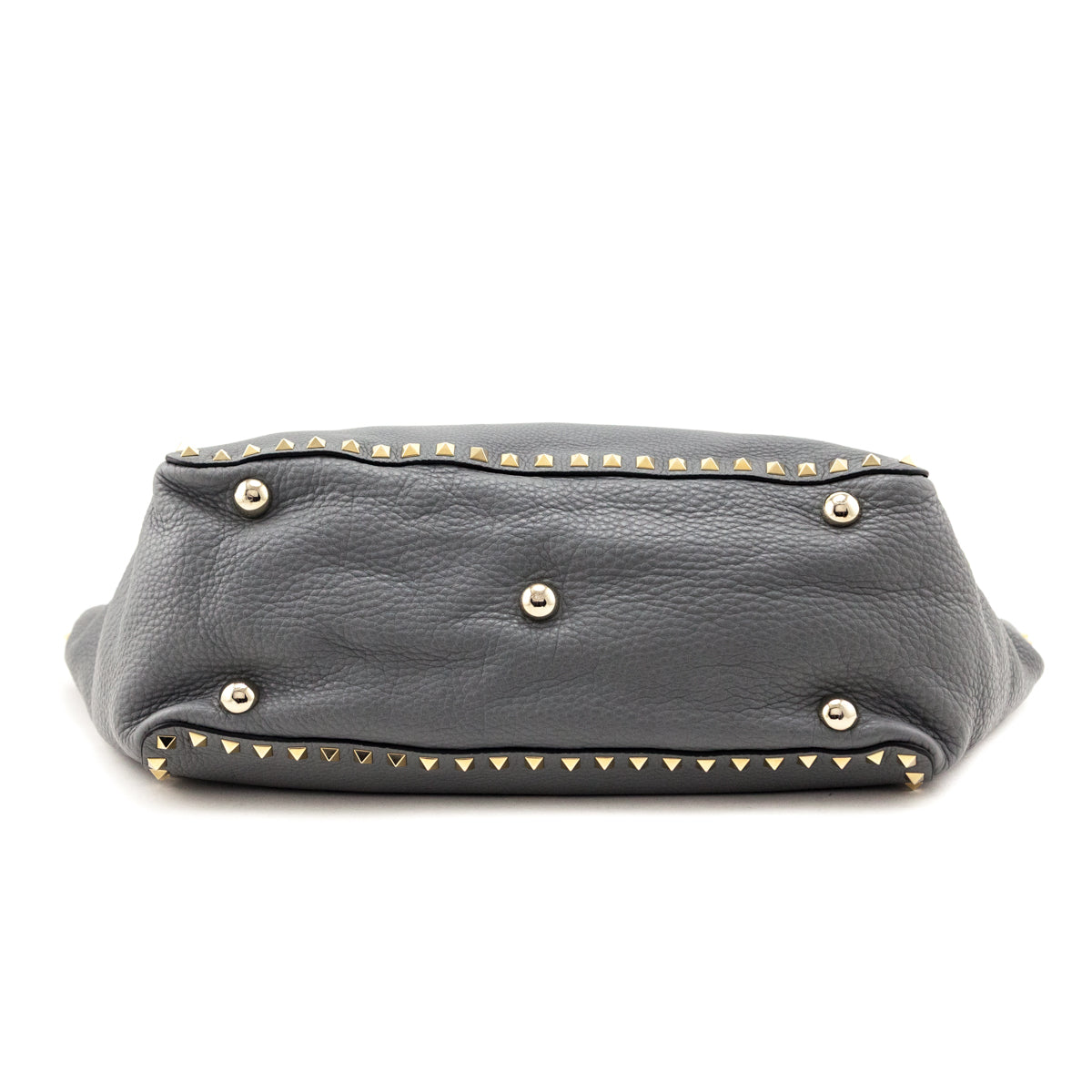 Valentino Gray Pebbled Calfskin Medium Rockstud Tote - Love that Bag etc - Preowned Authentic Designer Handbags Preloved Fashions