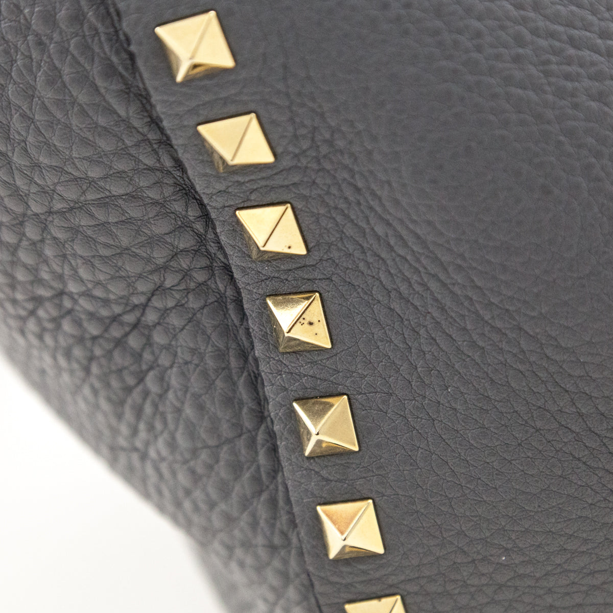 Valentino Gray Pebbled Calfskin Medium Rockstud Tote - Love that Bag etc - Preowned Authentic Designer Handbags Preloved Fashions