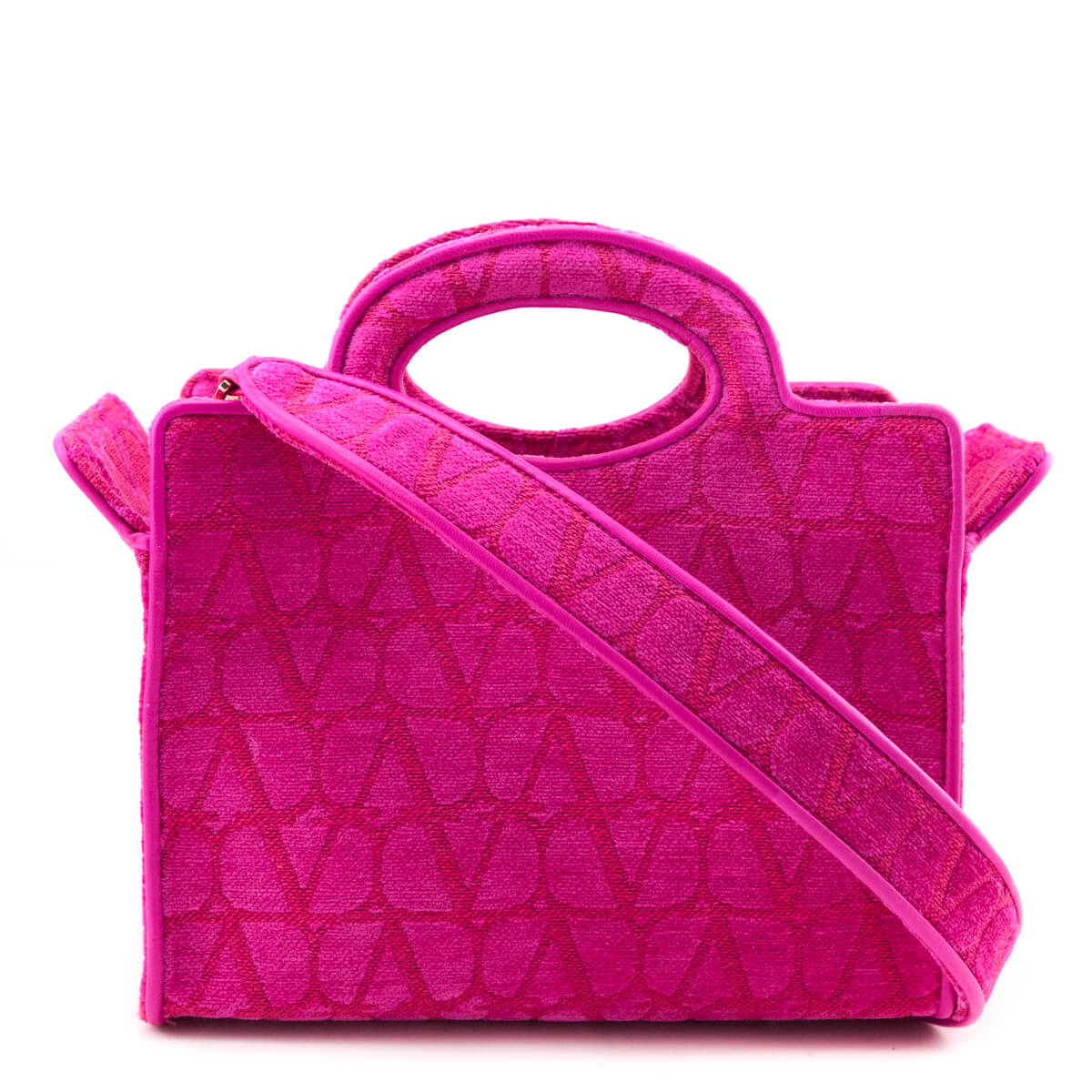 Valentino Pink Red Toile Iconographe Le Troisieme Mini Tote - Love that Bag etc - Preowned Authentic Designer Handbags Preloved Fashions