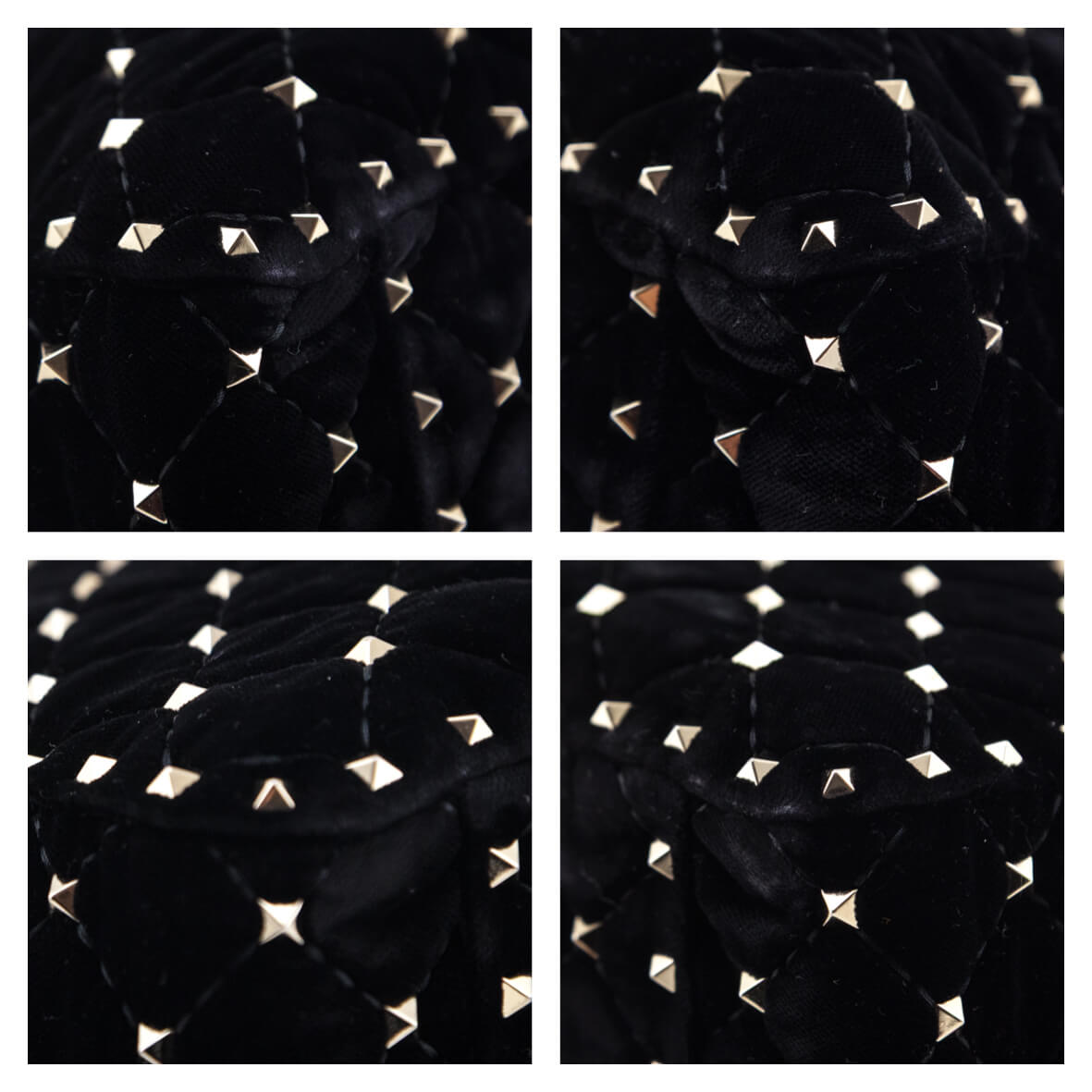 Valentino Black Velvet Large Rockstud Spike Bag - Love that Bag etc - Preowned Authentic Designer Handbags Preloved Fashions