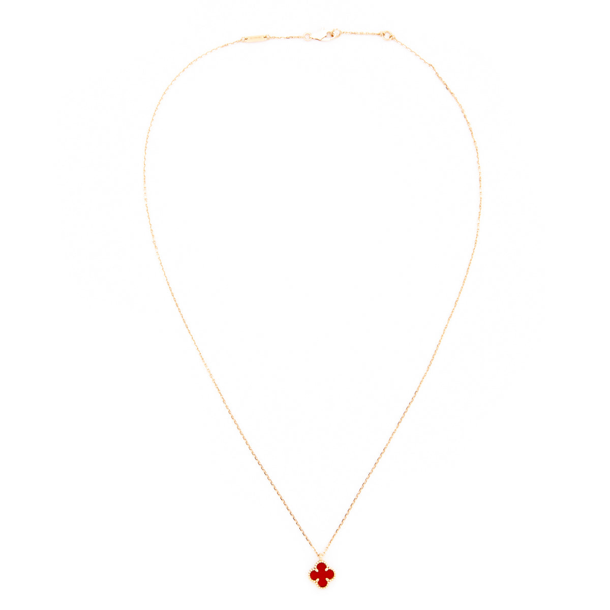 Van Cleef Arpels 18K Gold Carnelian Sweet Alhambra Pendant Necklace - Love that Bag etc - Preowned Authentic Designer Handbags Preloved Fashions