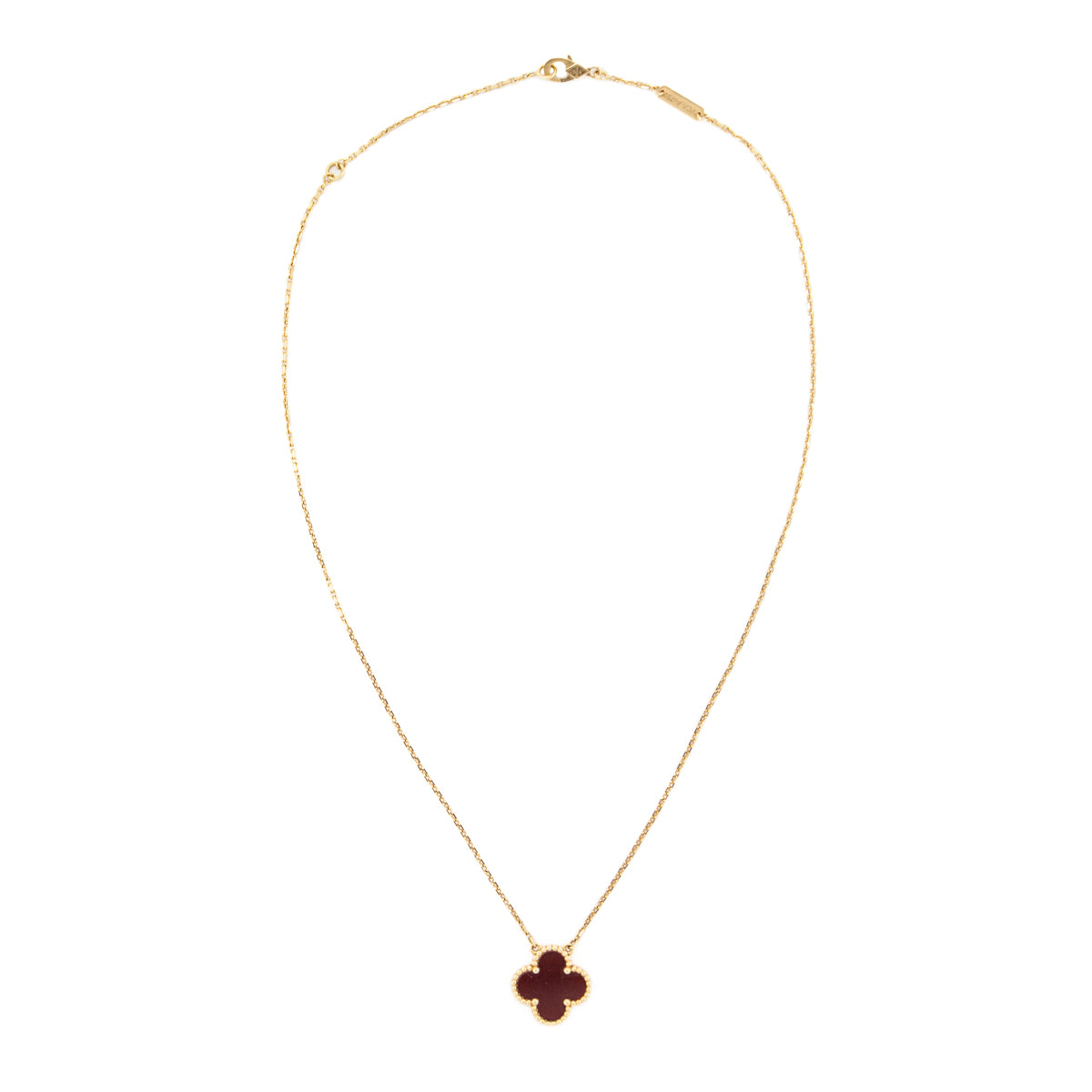 Van Cleef Arpels 18K Gold Carnelian Vintage Alhambra Pendant Necklace - Love that Bag etc - Preowned Authentic Designer Handbags Preloved Fashions