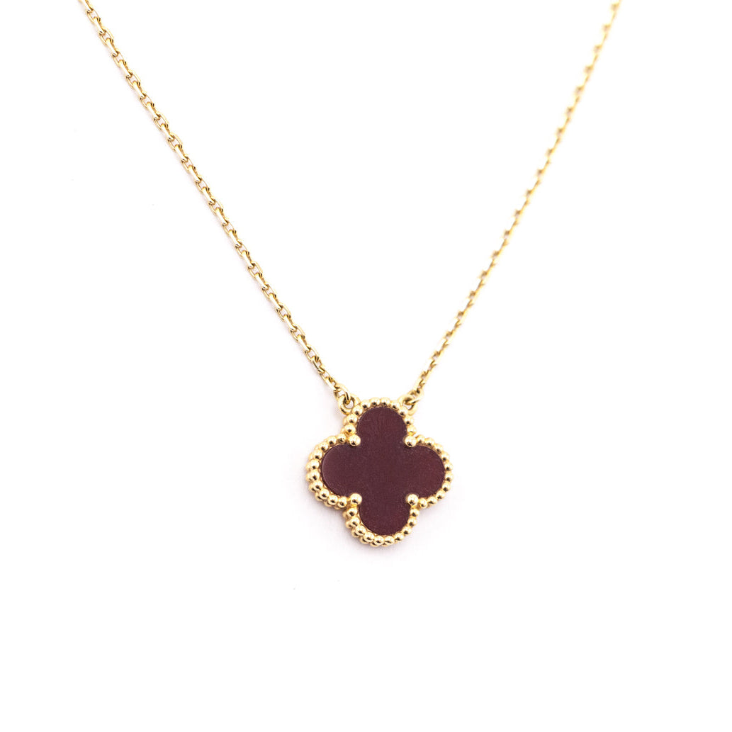 Van Cleef Arpels 18K Gold Carnelian Vintage Alhambra Pendant Necklace - Love that Bag etc - Preowned Authentic Designer Handbags Preloved Fashions