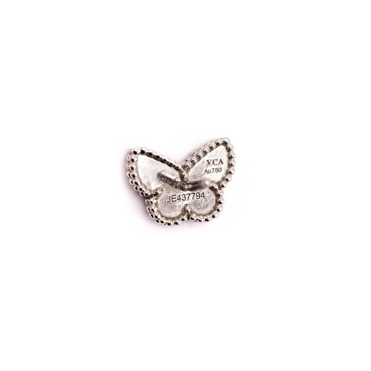 Van Cleef Arpels 18K White Gold Turquoise Sweet Alhambra Butterfly Stud Earrings - Love that Bag etc - Preowned Authentic Designer Handbags Preloved Fashions