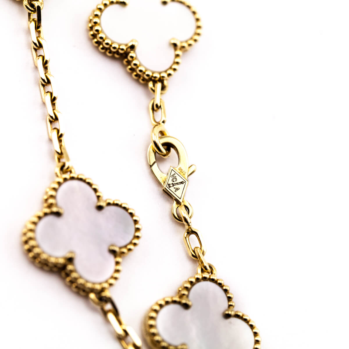 Van Cleef Arpels 18K Yellow Gold Mother of Pearl 5 Motifs Vintage Alhambra Bracelet - Love that Bag etc - Preowned Authentic Designer Handbags Preloved Fashions