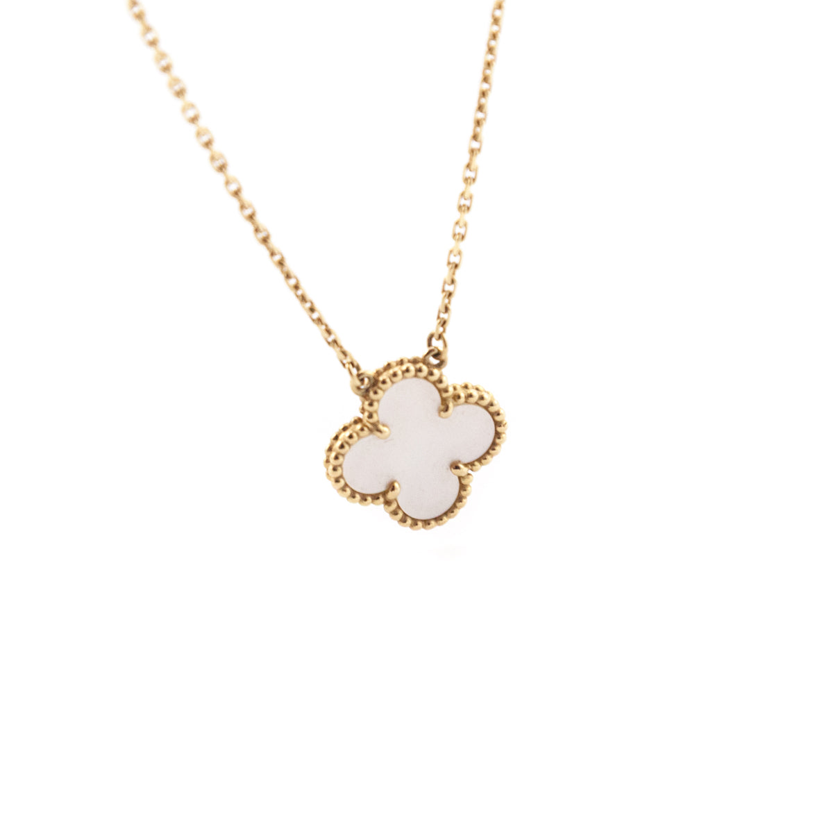 Van Cleef Arpels 18k Yellow Gold Vintage Alhambra Mother of Pearl Pendant Necklace - Love that Bag etc - Preowned Authentic Designer Handbags Preloved Fashions