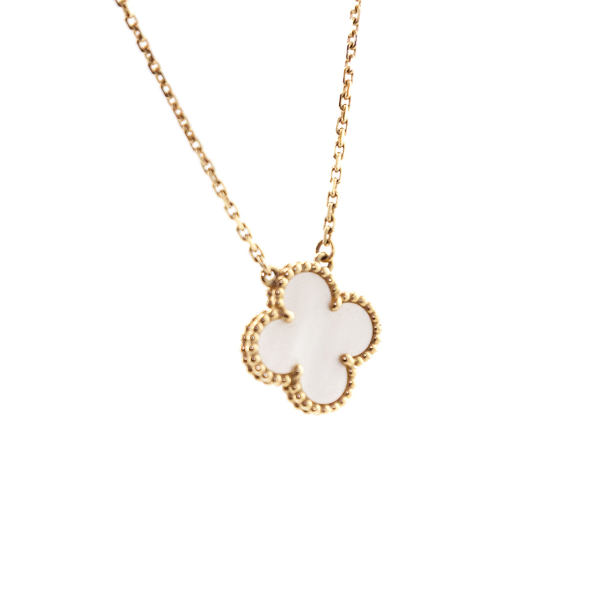 Van Cleef Arpels 18k Yellow Gold Vintage Alhambra Mother of Pearl Pendant Necklace - Love that Bag etc - Preowned Authentic Designer Handbags Preloved Fashions