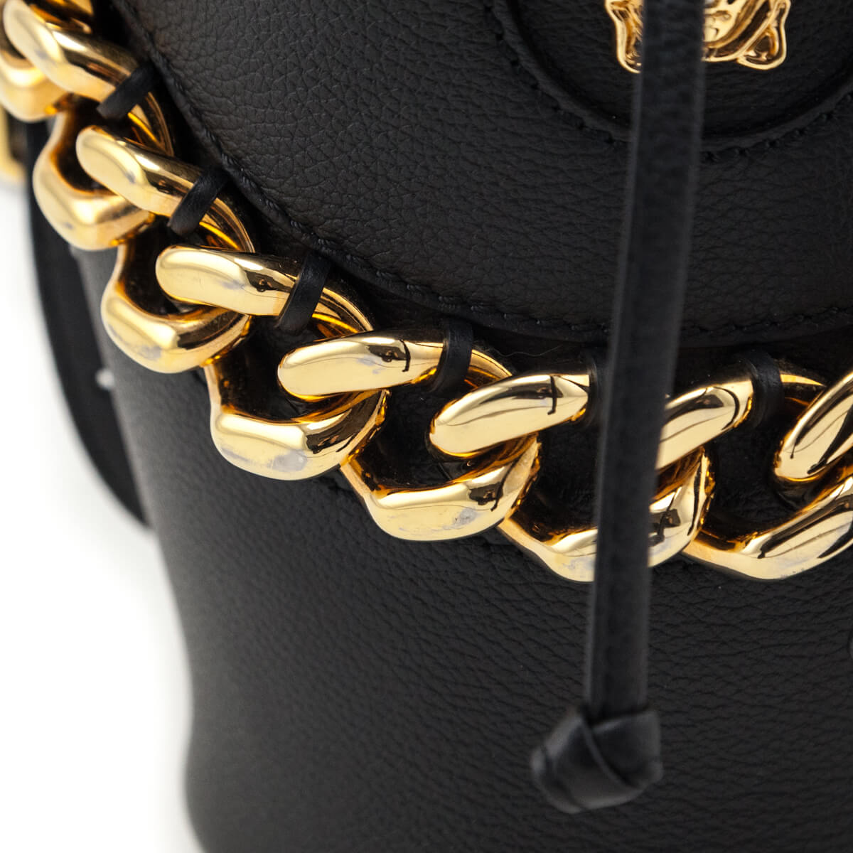 Versace Black Calfskin La Medusa Chain Bucket Bag - Love that Bag etc - Preowned Authentic Designer Handbags Preloved Fashions