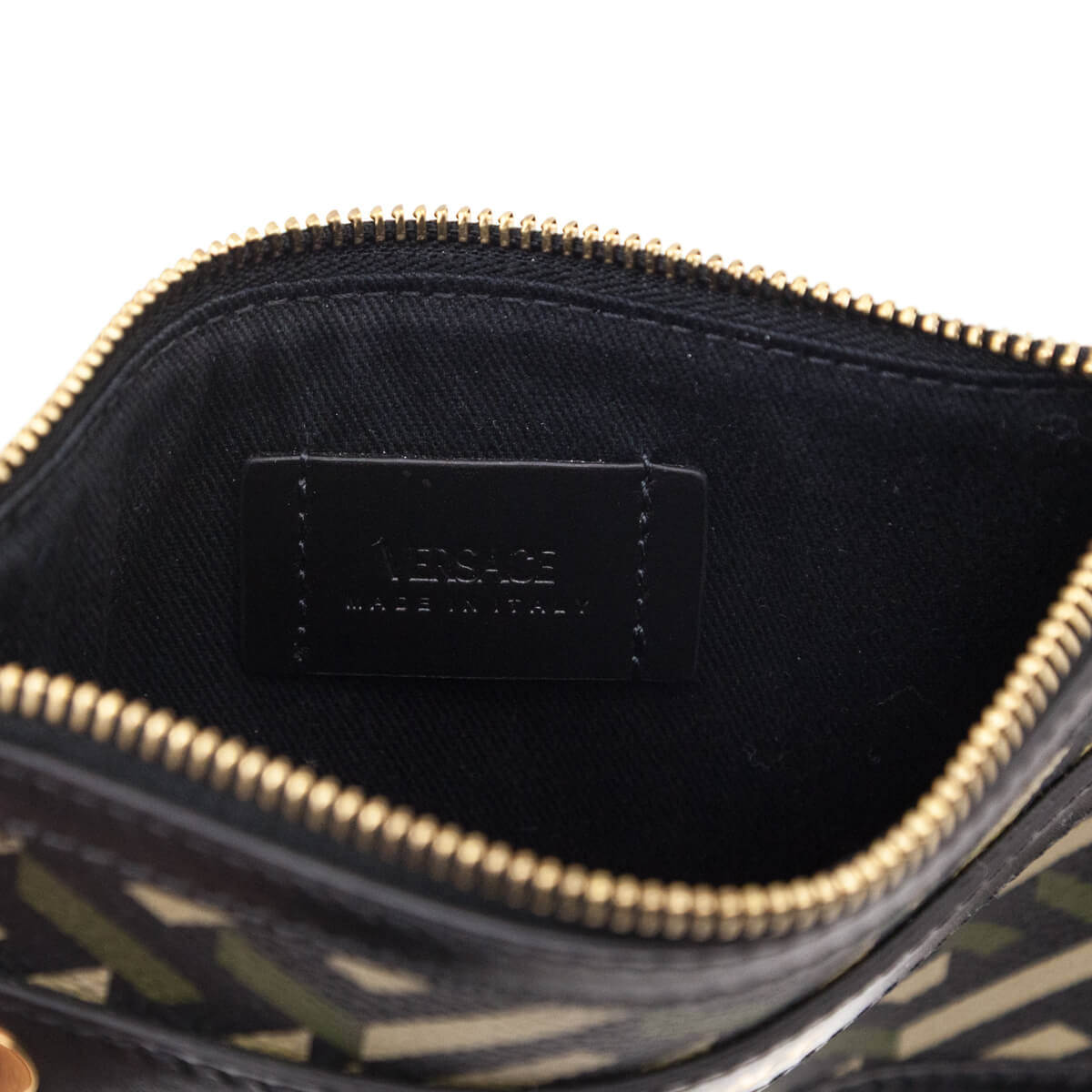 Versace Black Khaki La Greca Modular Pouch - Love that Bag etc - Preowned Authentic Designer Handbags Preloved Fashions
