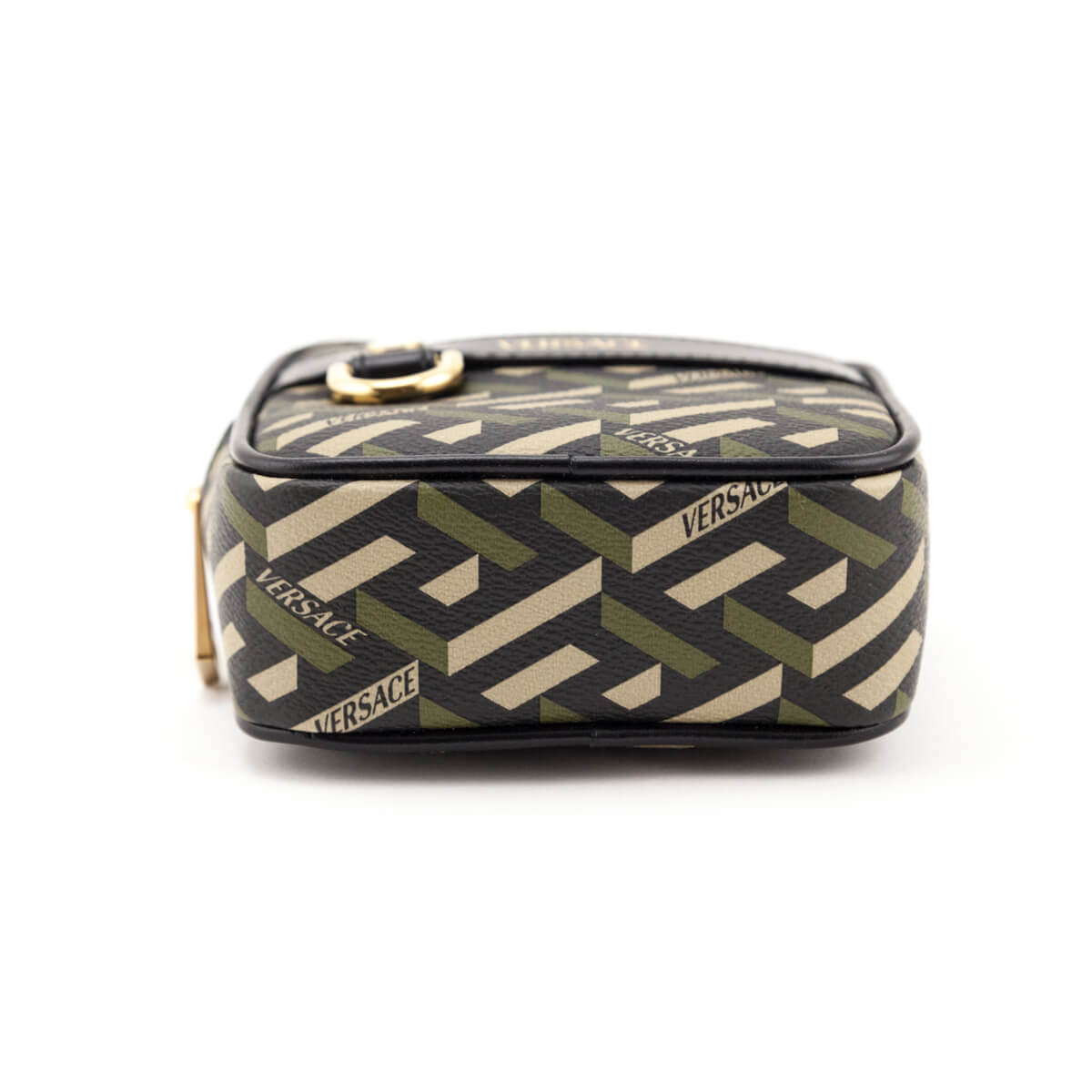 Versace Black Khaki La Greca Square Modular Pouch - Love that Bag etc - Preowned Authentic Designer Handbags Preloved Fashions