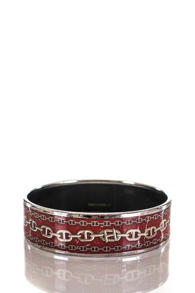 Hermes Red Enamel Chaine d'Ancre Wide Bracelet Size M - Love that Bag etc - Preowned Authentic Designer Handbags Preloved Fashions