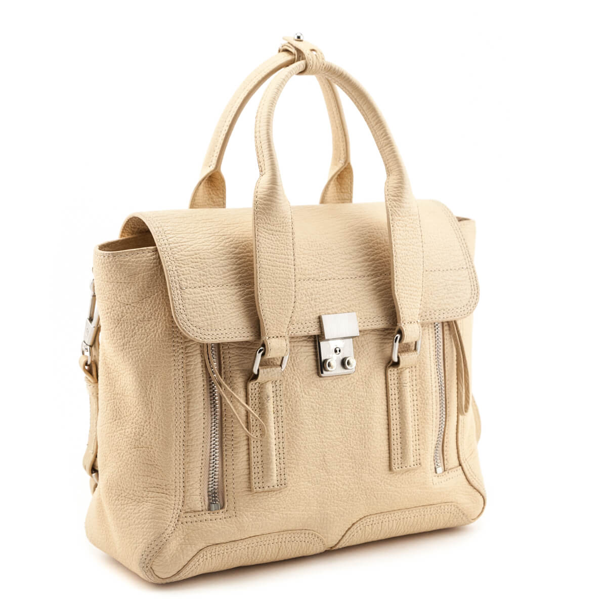 3.1 Phillip Lim Beige Textured Calfskin Medium Pashli Satchel - Love that Bag etc - Preowned Authentic Designer Handbags Preloved Fashions