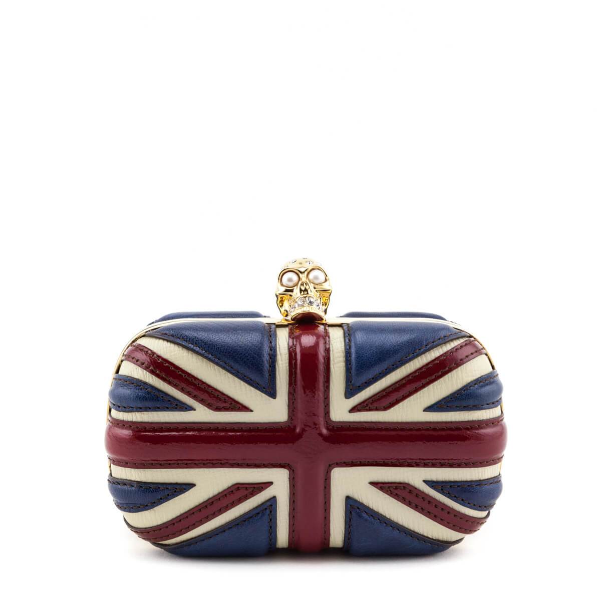 Alexander McQueen Calfskin Britannia Skull Box Clutch - Love that Bag etc - Preowned Authentic Designer Handbags Preloved Fashions