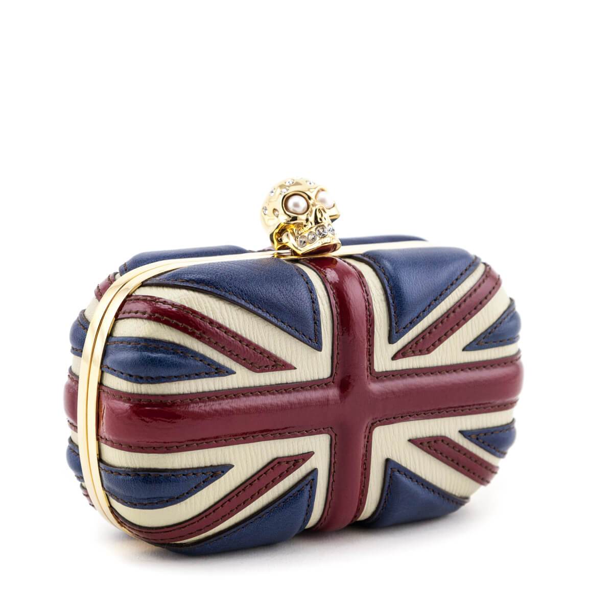 Alexander McQueen Calfskin Britannia Skull Box Clutch - Love that Bag etc - Preowned Authentic Designer Handbags Preloved Fashions